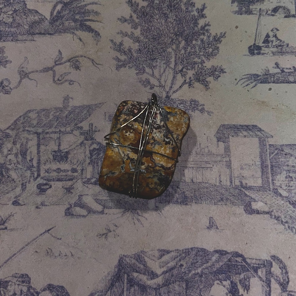 Handmade (Possibly Agate?) Wrapped Pendant